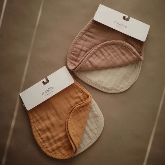 Mushie Shoulder Burp Cloth Natural/Fog Beige