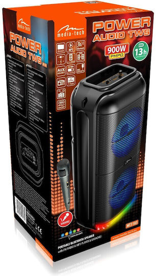 Media-Tech Karaoke Speaker with Wired Microphone and Lighting Effects Audio Disco MT3183 Black