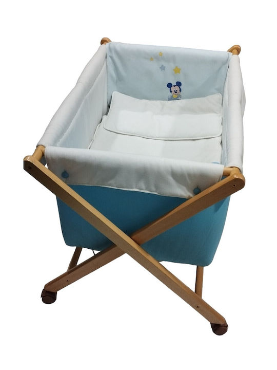 Manterol Casa Cradle with Mattress and Wheels Light Blue