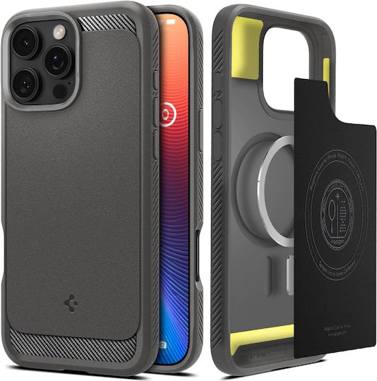 Spigen Rugged Armor MagFit Back Cover Plastic 2mm Durable Gray (iPhone 16 Pro)