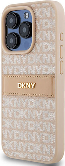 Dkny Pu Leder Wiederholungsmuster Tonale Streifen Hülle Iphone 15 Pro Pink