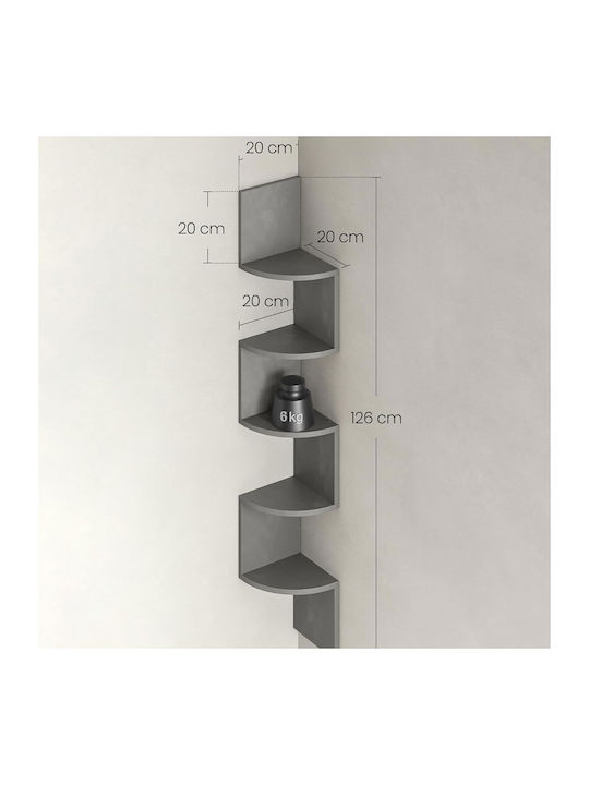 Eckbibliothek Gray 20x20x126cm