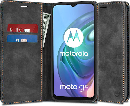 Techsuit Book Σιλικόνης / Δερματίνης Μαύρο (Moto G10)