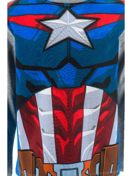 Superheroes Παιδική Πιτζάμα Χειμωνιάτικη Blue
