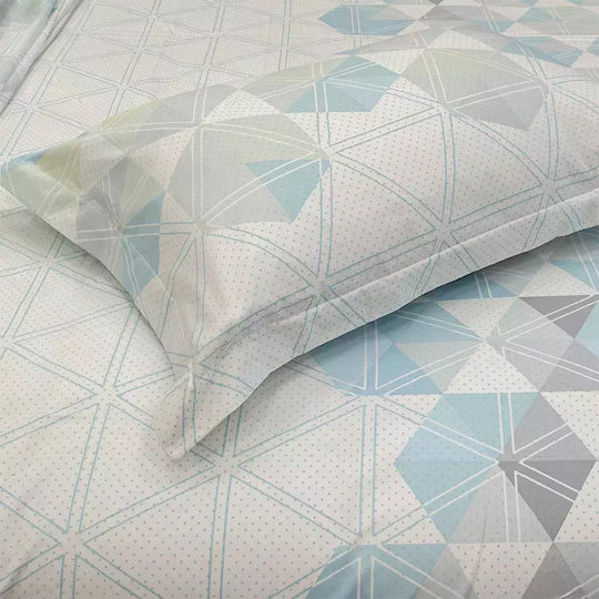 Lino Home Ruche Σετ Υπέρδιπλο 4τμχ 240x260εκ. Green, Mint, White
