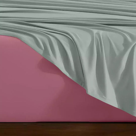 Lino Home Sheet Sets Queen 240x260cm. Doble Pink-mint 4pcs