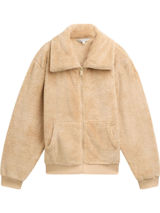 Teddy Women's Short Lifestyle Jacket for Winter Beige