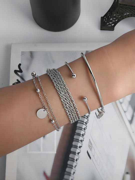 Boho Retro Punk Set mit Armband & Anhänger aus Silber