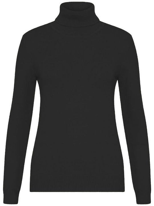 Women's Sweater Woolen Turtleneck Black