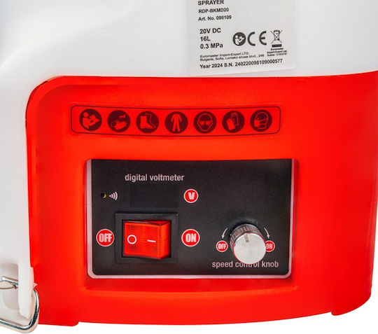 Raider Ψεκαστήρας 20V Solo Μπαταρίας με Χωρητικότητα 16lt 3bar σε Λευκό χρώμα