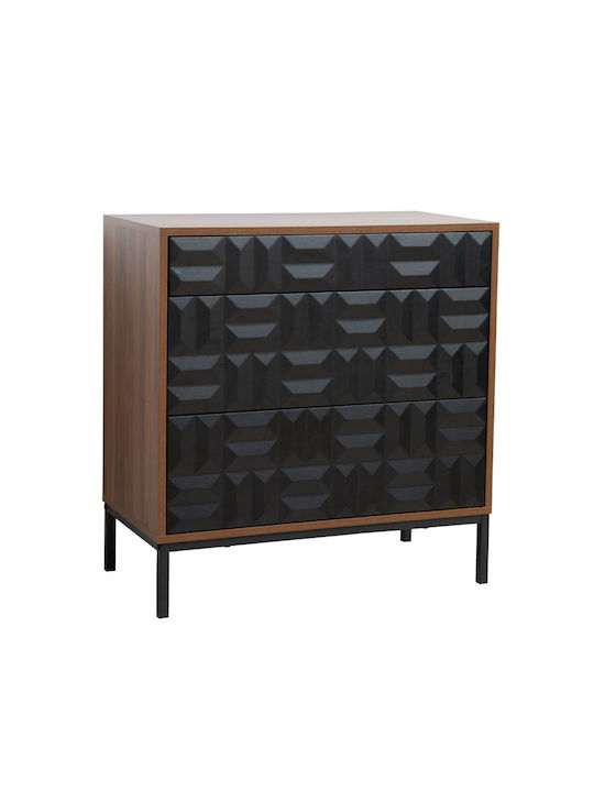 Zuma Wooden Chest of Drawers Walnut Black 75.5x40x75.5cm