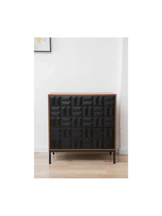 Συρταριέρα Креватокамарас Дървена Zuma Walnut Black 75.5x40x75.5бр