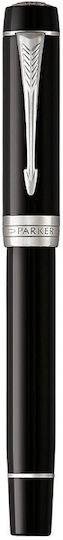 Stilou Parker Duofold Centennial Classic Negru cu Accente de Paladiu, Peniță din Aur Solid, Convertor Cerneală Neagră 1931365 3501179313665 Penițe Extra Largi 18k