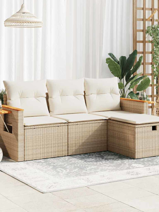 Corner Outdoor Sofa Rattan with Cushions 55x55x69cm