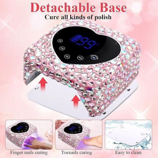 Rechargeable Nail Polish Curing Lamp UV Battery Operated 72W Pink