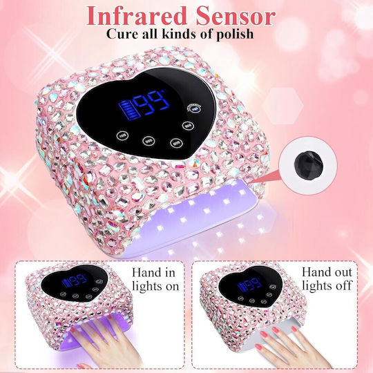 Rechargeable Nail Polish Curing Lamp UV Battery Operated 72W Pink