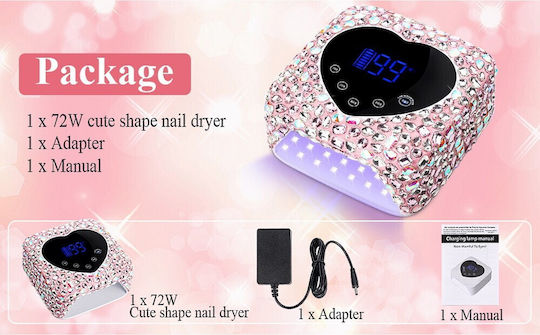 Rechargeable Nail Polish Curing Lamp UV Battery Operated 72W Pink
