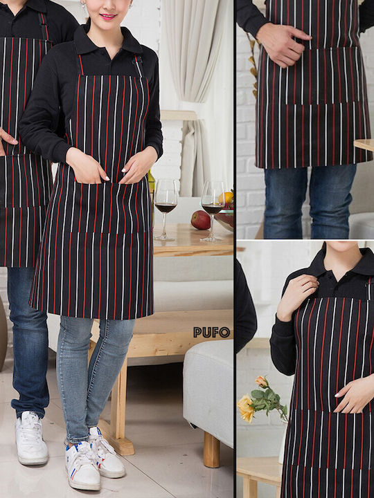 Stripes Wasserdicht Küchenschürze Schwarz 76x54cm 1Stück