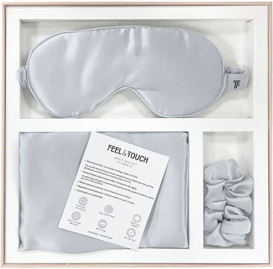 Feel & Touch Beauty Sleep Satz Kopfkissen και Maske Silber L75xB50cm