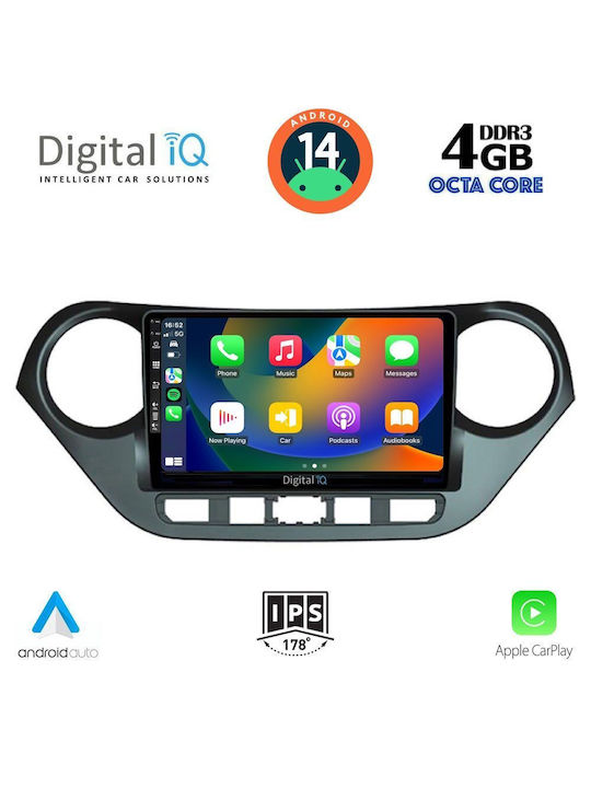 Digital IQ Car Audio System for Hyundai i10 2014-2020 (Bluetooth/USB/AUX/WiFi/GPS/Apple-Carplay/Android-Auto) with Touch Screen 9"