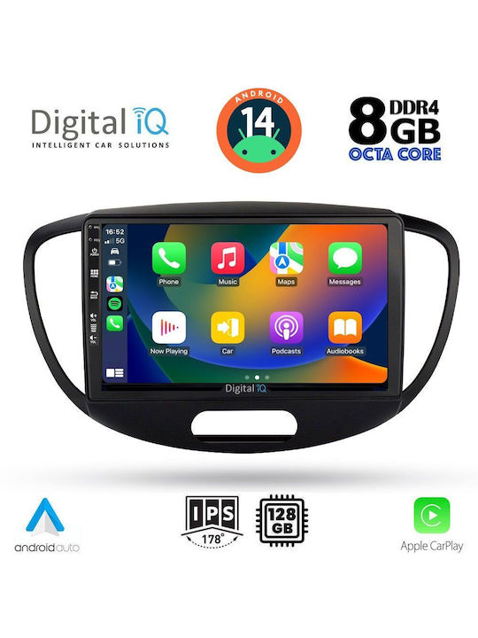 Digital IQ Car Audio System for Hyundai i10 2008-2013 (Bluetooth/USB/AUX/WiFi/GPS/Apple-Carplay/Android-Auto) with Touch Screen 9"