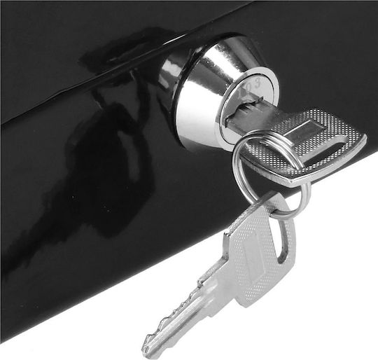 Money Box Safe Compartmentalized Key Metal 15x12x8cm Black
