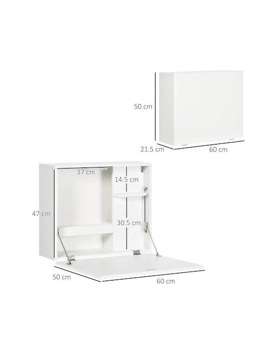 Birou din Lemn Alb 60x21.5x50cm