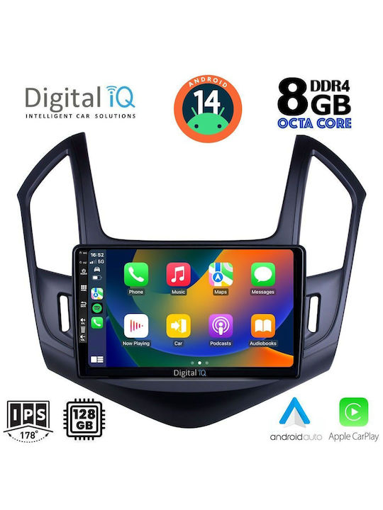 Digital IQ Car-Audiosystem für Chevrolet Cruze 2013-2015 (Bluetooth/USB/AUX/WiFi/GPS/Apple-Carplay/Android-Auto) mit Touchscreen 9"