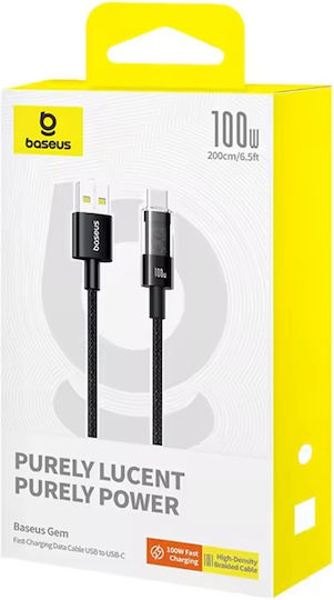 Baseus Gem USB 2.0 Kabel USB Typ-C männlich - USB-A 100W PD Schwarz 2m P10373002111-01