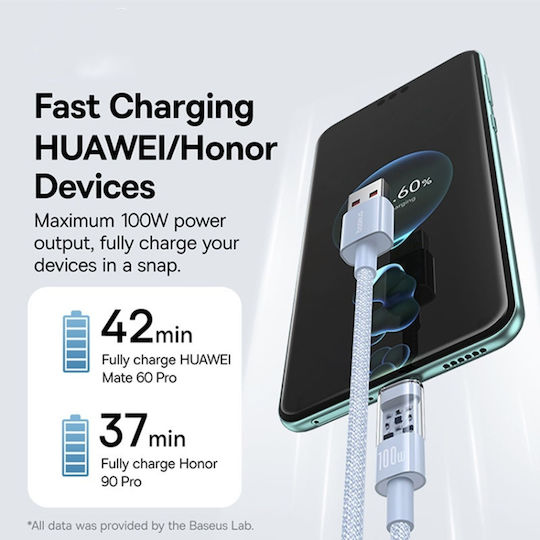 Baseus Gem USB 2.0 Cable USB-C male - USB-A 100W PD Μπλε 1m P10373002311-00