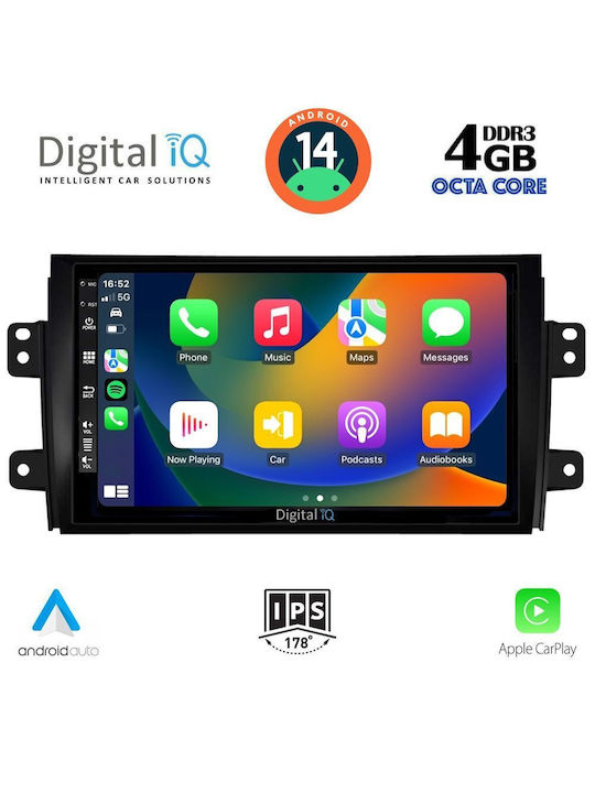 Digital IQ Car Audio System for Fiat Sedici Suzuki SX4 2005-2013 (Bluetooth/USB/AUX/WiFi/GPS/Apple-Carplay/Android-Auto) with Touch Screen 9"