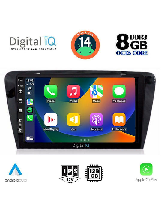 Digital IQ Car Audio System for Skoda Octavia 2013-2021 (Bluetooth/USB/AUX/WiFi/GPS/Apple-Carplay/Android-Auto) with Touch Screen 10"