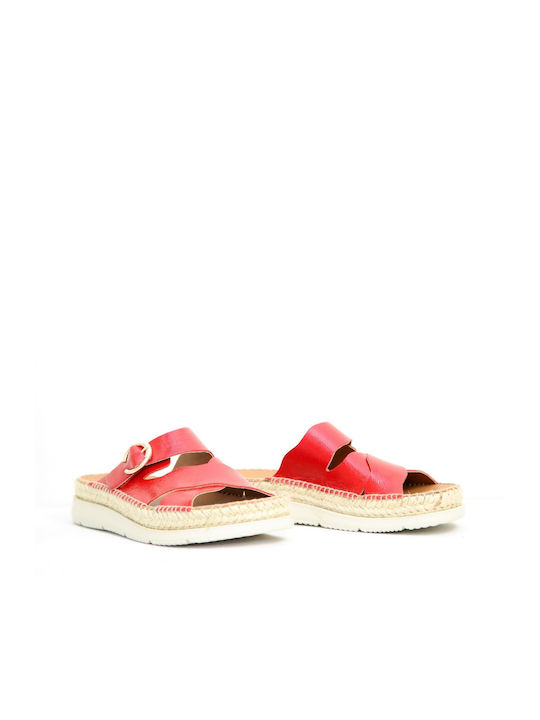 Viguera Leather Women's Flat Sandals in Red Color