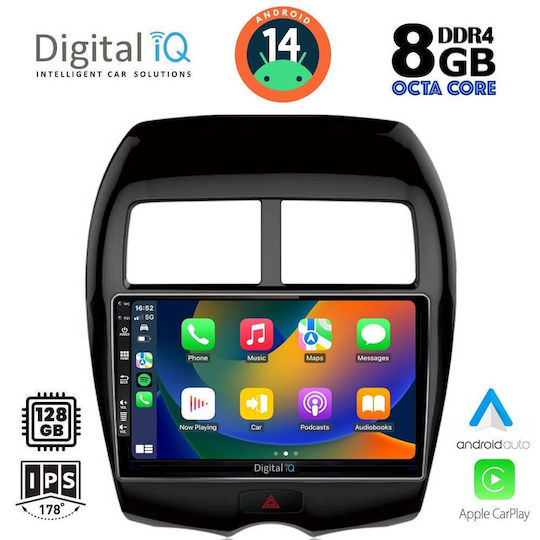 Digital IQ Car Audio System for Peugeot 4008 Mitsubishi Asx 2012-2018 (Bluetooth/USB/AUX/WiFi/GPS/Apple-Carplay/Android-Auto) with Touch Screen 10"