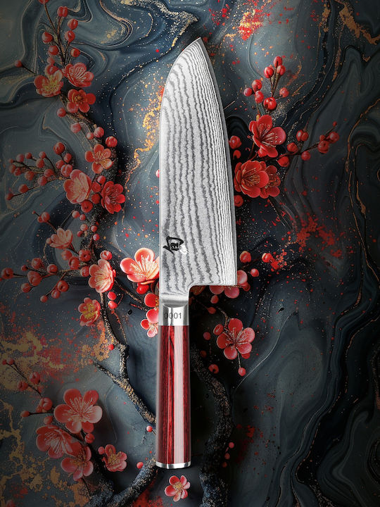 Kai Limited Edition Red Handle Shun Classic - KAI Μαχαίρι Santoku από Δαμασκηνό Ατσάλι 19cm