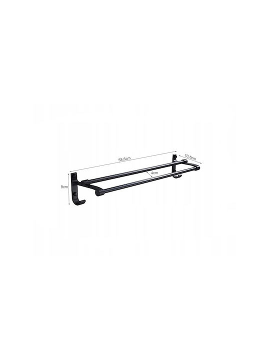 Ράγα Μπάνιου Διπλή Επιτοίχια με Βίδες ​58.6x10.5cm Μαύρη