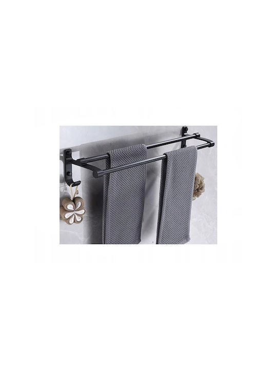 Ράγα Μπάνιου Διπλή Επιτοίχια με Βίδες ​58.6x10.5cm Μαύρη