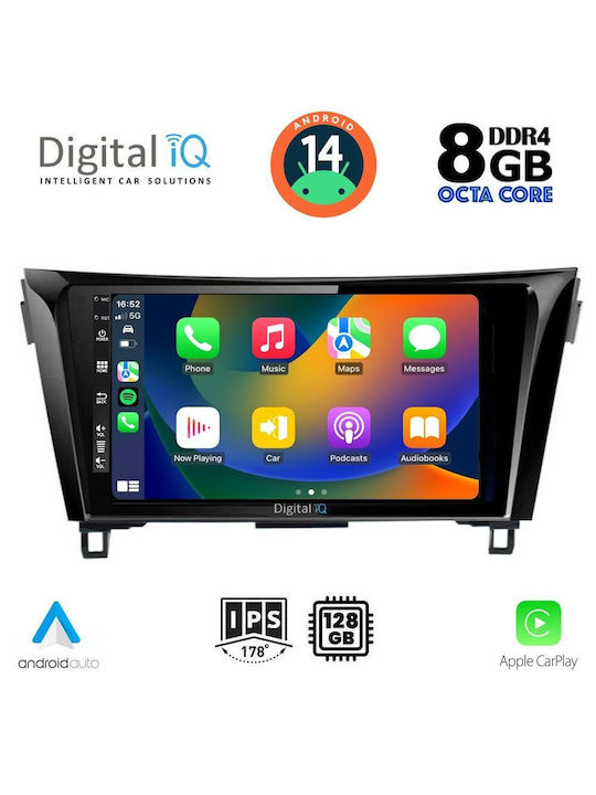 Digital IQ Car-Audiosystem für Nissan Qashqai / X-Trail 2014-2021 (Bluetooth/USB/AUX/WiFi/GPS/Apple-Carplay/Android-Auto) mit Touchscreen 10"