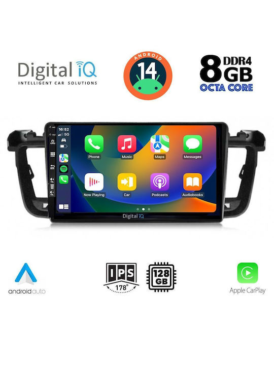 Digital IQ Car-Audiosystem für Peugeot 508 2010-2016 (Bluetooth/USB/AUX/WiFi/GPS/Apple-Carplay/Android-Auto) mit Touchscreen 9"