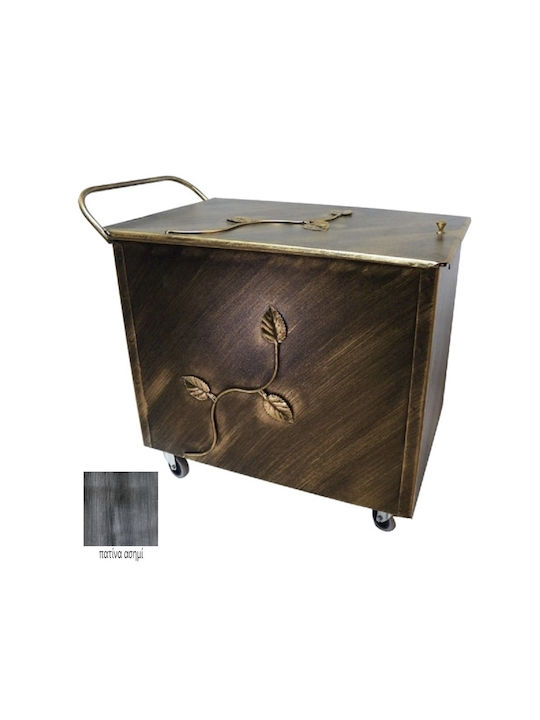 GTMED Μεταλλικό Κουτί Αποθήκευσης Ξύλων 54x40x40cm Ασημί