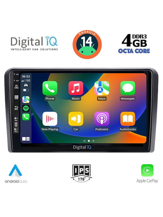 Digital IQ Car Audio System for Peugeot 308 2013> (Bluetooth/USB/AUX/WiFi/GPS/Apple-Carplay/Android-Auto) with Touch Screen 9"