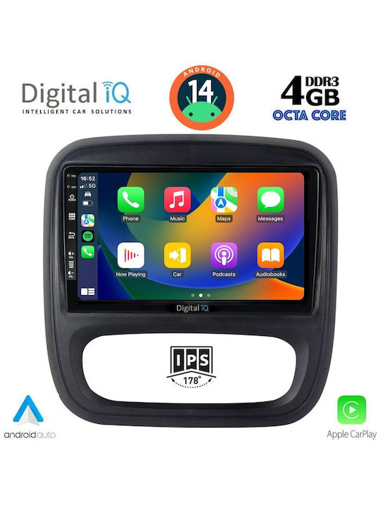 Digital IQ Car Audio System for Opel Vivaro Renault Trafic Nissan NV300 2014> (Bluetooth/USB/AUX/WiFi/GPS/Apple-Carplay/Android-Auto) with Touch Screen 9"