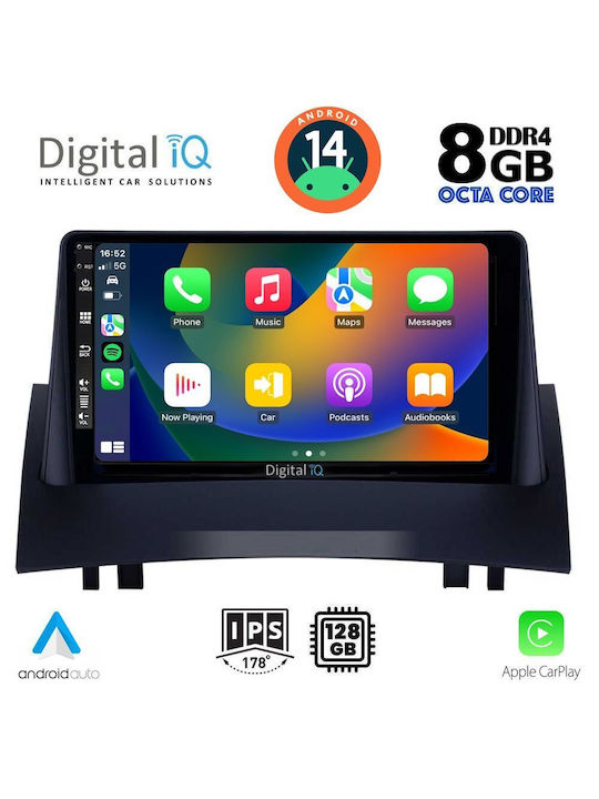 Digital IQ Car Audio System for Renault Megane 2002-2008 (Bluetooth/USB/AUX/WiFi/GPS/Apple-Carplay/Android-Auto) with Touch Screen 9"