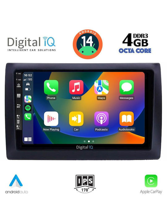 Digital IQ Car-Audiosystem für Fiat Stil 2001-2007 (Bluetooth/USB/AUX/WiFi/GPS/Apple-Carplay/Android-Auto) mit Touchscreen 9"