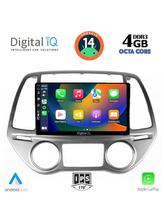 Digital IQ Car Audio System for Hyundai i20 2008-2012 with Clima (Bluetooth/USB/AUX/WiFi/GPS/Apple-Carplay/Android-Auto) with Touch Screen 9"