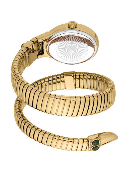 Roberto Cavalli Snake Crystals Women's Watch with Gold Metal Bracelet