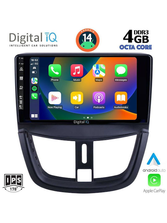 Digital IQ Car Audio System for Peugeot 207 2007> (Bluetooth/USB/AUX/WiFi/GPS/Apple-Carplay/Android-Auto) with Touch Screen 9"