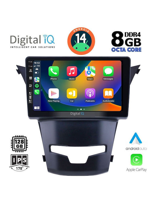 Digital IQ Car Audio System for Ssangyong Korando 2014> (Bluetooth/USB/AUX/WiFi/GPS/Apple-Carplay/Android-Auto) with Touch Screen 9"