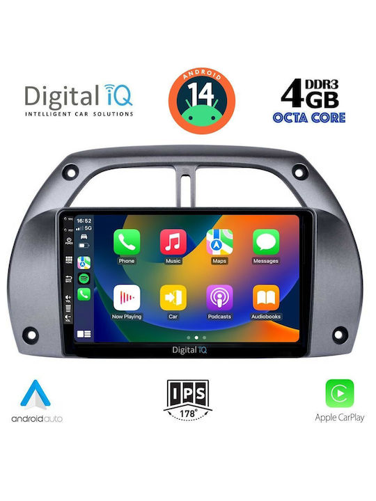 Digital IQ Car-Audiosystem für Toyota RAV 4 2000-2006 mit A/C (Bluetooth/USB/AUX/WiFi/GPS/Apple-Carplay/Android-Auto) mit Touchscreen 9"