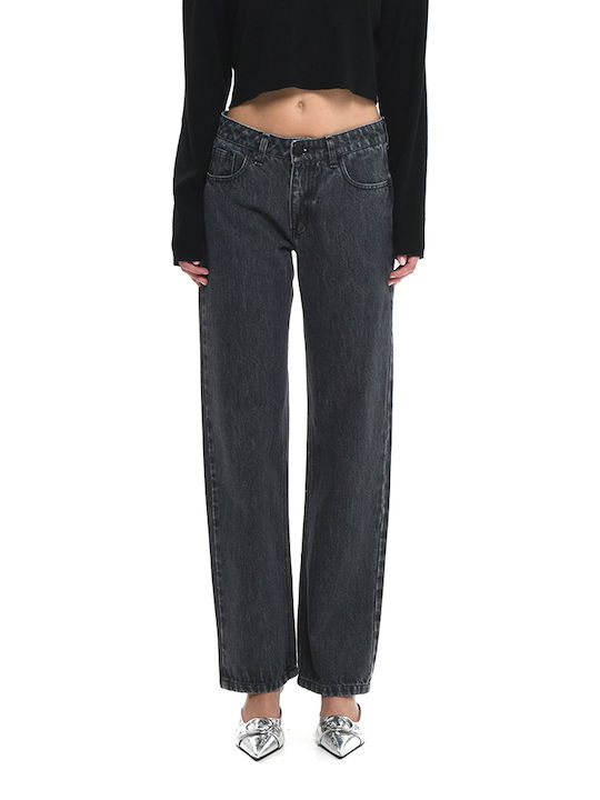 Sac & Co Women's Jean Trousers in Straight Line Grey-Black